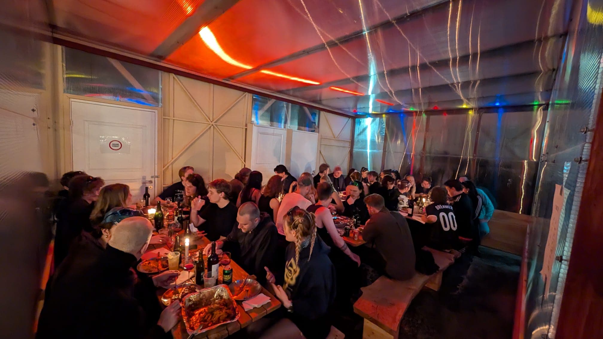 Community dinner in the common room.
